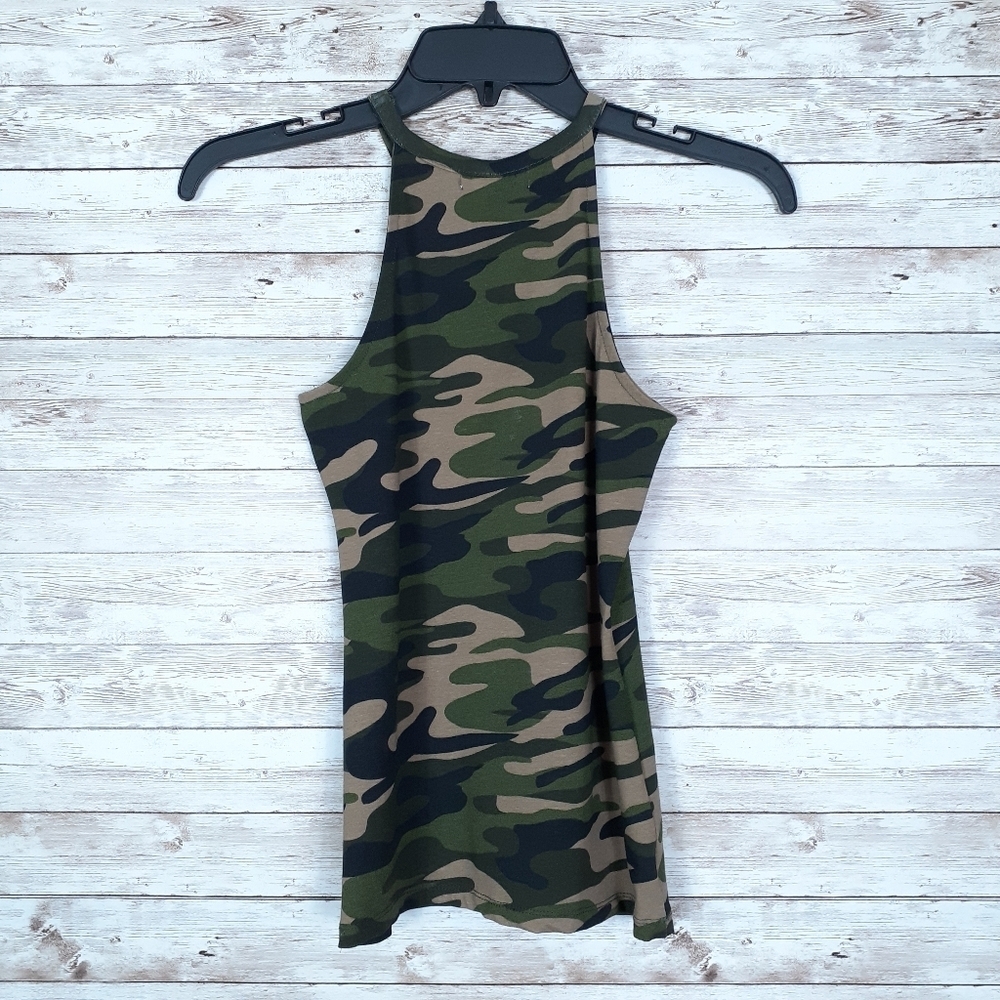 Planet Gold Racerback Tank S Camo Womens 345 - Picture 3 of 5